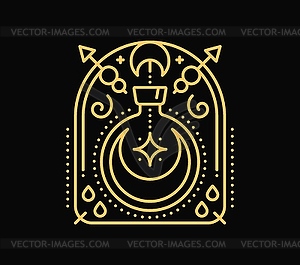 Celestial esoteric magic potion flask symbol - vector image