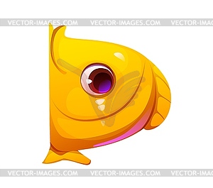 Cartoon underwater font funny fish letter D - vector clip art