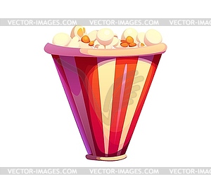 Cartoon circus font letter V as popcorn bucket - vector clipart