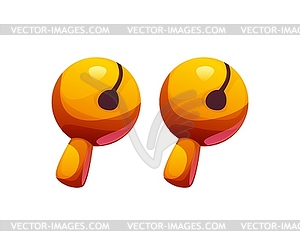Cartoon musical font quotation mark as maracas - vector image