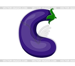 Autumn thanksgiving font typeset eggplant letter C - vector image