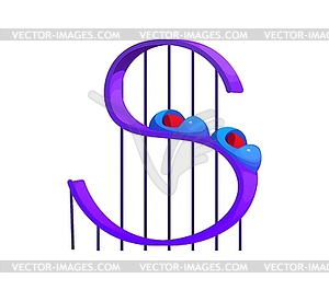 Cartoon letter S styled as rollercoaster track - vector image