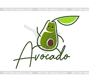 Avocado fruit icon, healthy food emblem - vector clipart