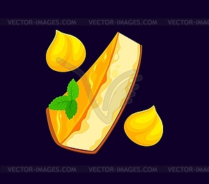Fast food cheesecake cartoon font percent symbol - vector image