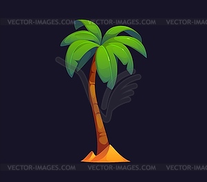 Cartoon palm tree with curved brown trunk - royalty-free vector image
