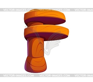Honey font type, cartoon dipper letter F - vector clipart