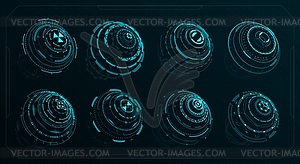 HUD futuristic circular screen panels control bars - vector clipart