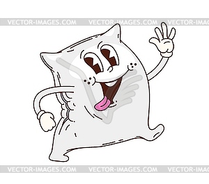 Cartoon groovy pillow, furniture characters - vector clipart