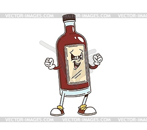 Cartoon groovy bourbon bottle character - vector clip art