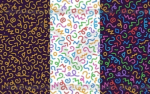 Squiggle kids line pattern color shapes background - vector image