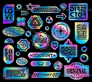 Голограммные радужные наклейки-патчи y2k groovy - клипарт в векторе / векторное изображение