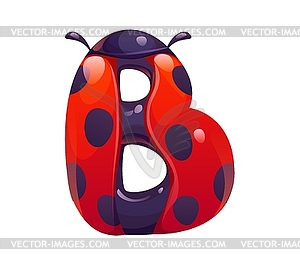 Ladybug cartoon font typeset letter B - vector clip art