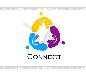 Community teamwork, connect people together icon - vector image