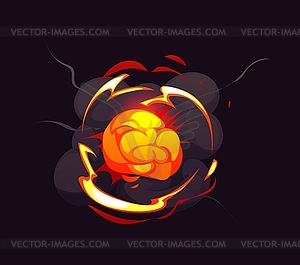Bomb explosion, blast clouds cartoon comic effect - vector image