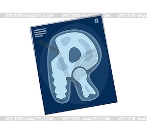 Medicine cartoon font bones joint X-ray letter R - vector image