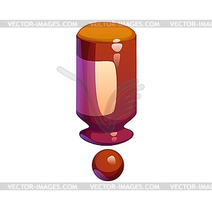 Healthcare font, glass vial exclamation mark - vector clip art