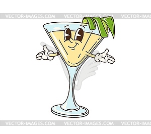 Groovy daiquiri cocktail glass cute character - vector clip art