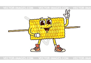 Fast food groovy fried corn funny character - vector image
