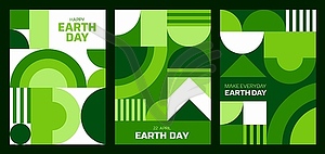 Earth day posters with abstract geometric pattern - vector clip art