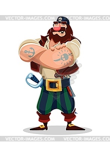 Cartoon pirate and corsair character, giant sailor - vector image