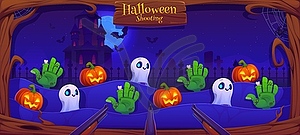 Halloween monsters, hunting carnival shoot game - vector image