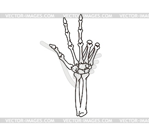 Cartoon groovy Halloween skeleton hand gesture - vector clipart