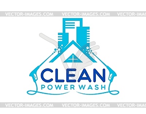 House cleaning icon, washing service, washer guns - vector image