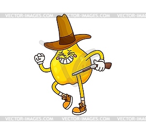 Cartoon groovy guava fruit cowboy character - vector clip art