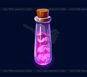 Witch magic potion bottle, Halloween poison flask - vector image