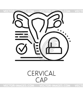 Cervical cap contraception method line icon - vector clip art