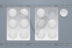 Round pills in two blister packs - vector EPS clipart