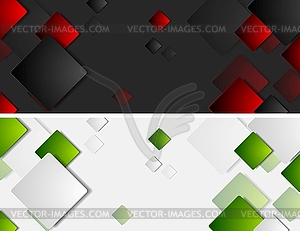 Tech banners with squares - vector image