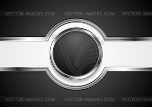 Hi-tech black background with silver circle - vector image