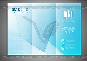 Tri-fold brochure blue design template - vector clipart