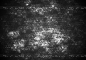 Black grunge triangles tech background - vector image