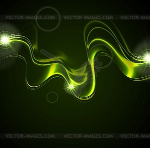 Glowing green neon waves - vector clip art