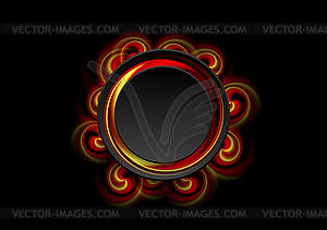 Abstract bright swirl shapes and black circle - vector clip art