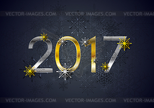 Golden and silver 2017 New Year holiday background - vector clip art