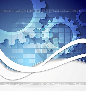 Tech geometric wavy blue background - vector clipart