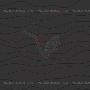 Abstract black waves pattern with red lines - vector image