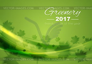 Color of year 2017 Greenery waves background - vector image