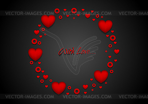 Circle of red hearts St Valentines Day design - vector clipart
