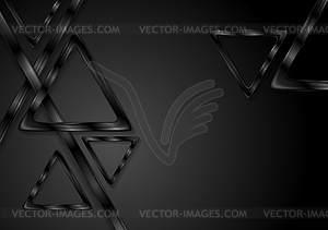 Black tech glossy triangles background - vector image