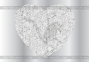 Grey silver sparkling polygonal heart design - vector image