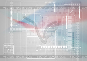 Sci-fi blue red abstract technology background - vector clipart