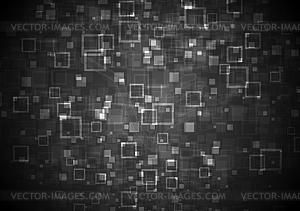 Black abstract tech geometric background - vector image