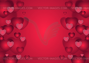 Abstract red Valentines Day hearts background - vector clip art