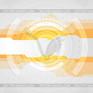 Orange and grey tech abstract gear HUD graphic - vector clip art
