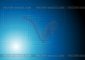 Dark blue tech squares geometric background - vector image