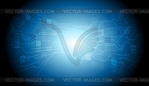 Tech blue background with circuit board design - vector clipart